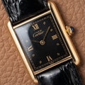 Cartier Must de Tank Vermeil Black Glossy Art Deco Dial 1990s Ref. 590005