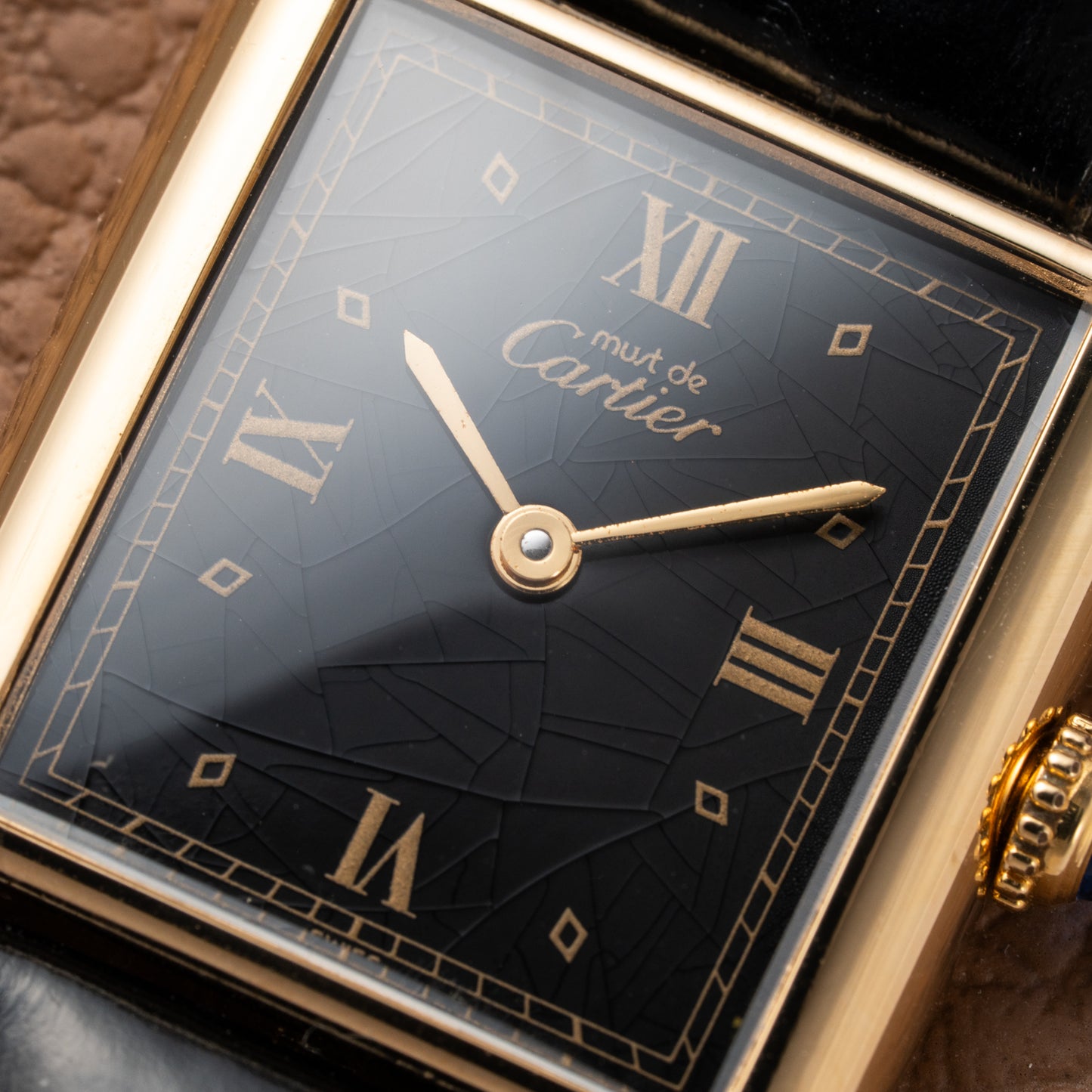 Cartier Must de Tank Vermeil Black Glossy Art Deco Dial 1990s Ref. 590005