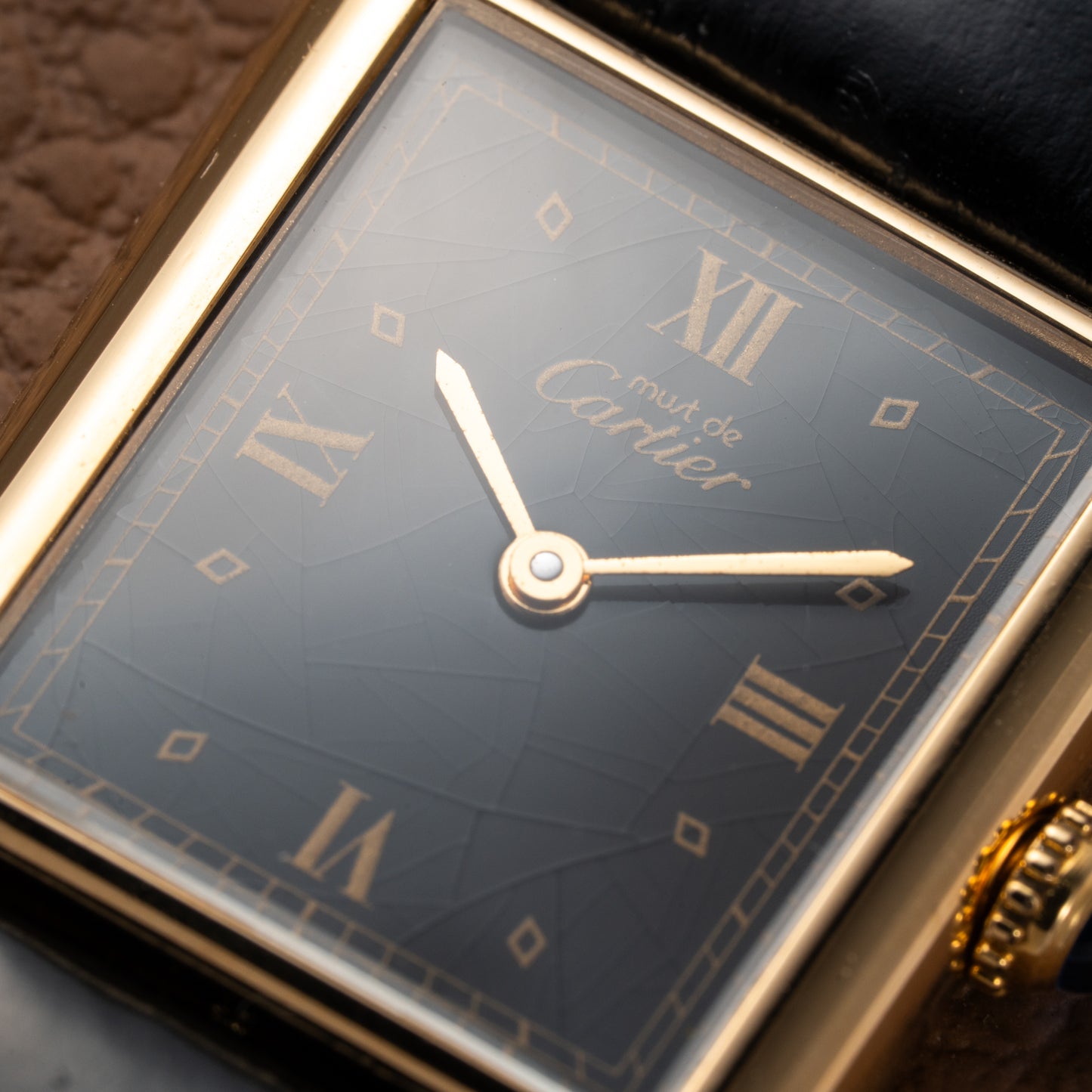 Cartier Must de Tank Vermeil Black Glossy Art Deco Dial 1990s Ref. 590005
