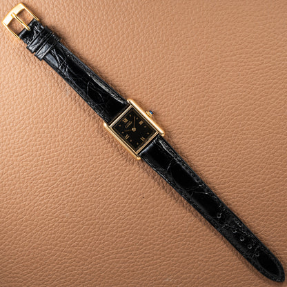 Cartier Must de Tank Vermeil Black Glossy Art Deco Dial 1990s Ref. 590005