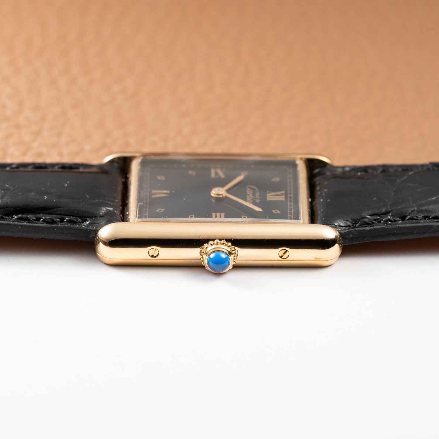 Cartier Must de Tank Vermeil Black Glossy Art Deco Dial 1990s Ref. 590005