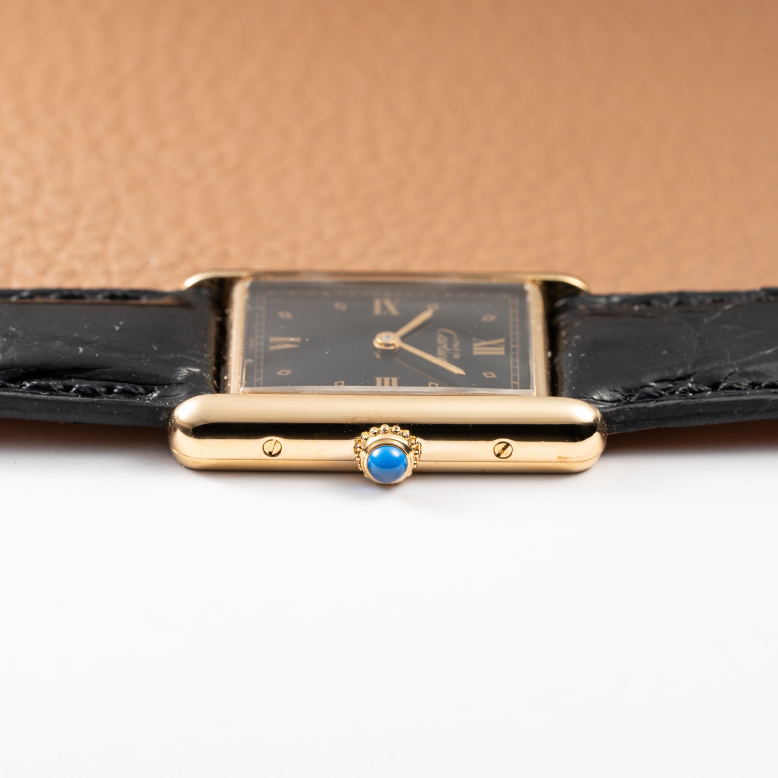 Cartier Must de Tank Vermeil Black Glossy Art Deco Dial 1990s Ref. 590005