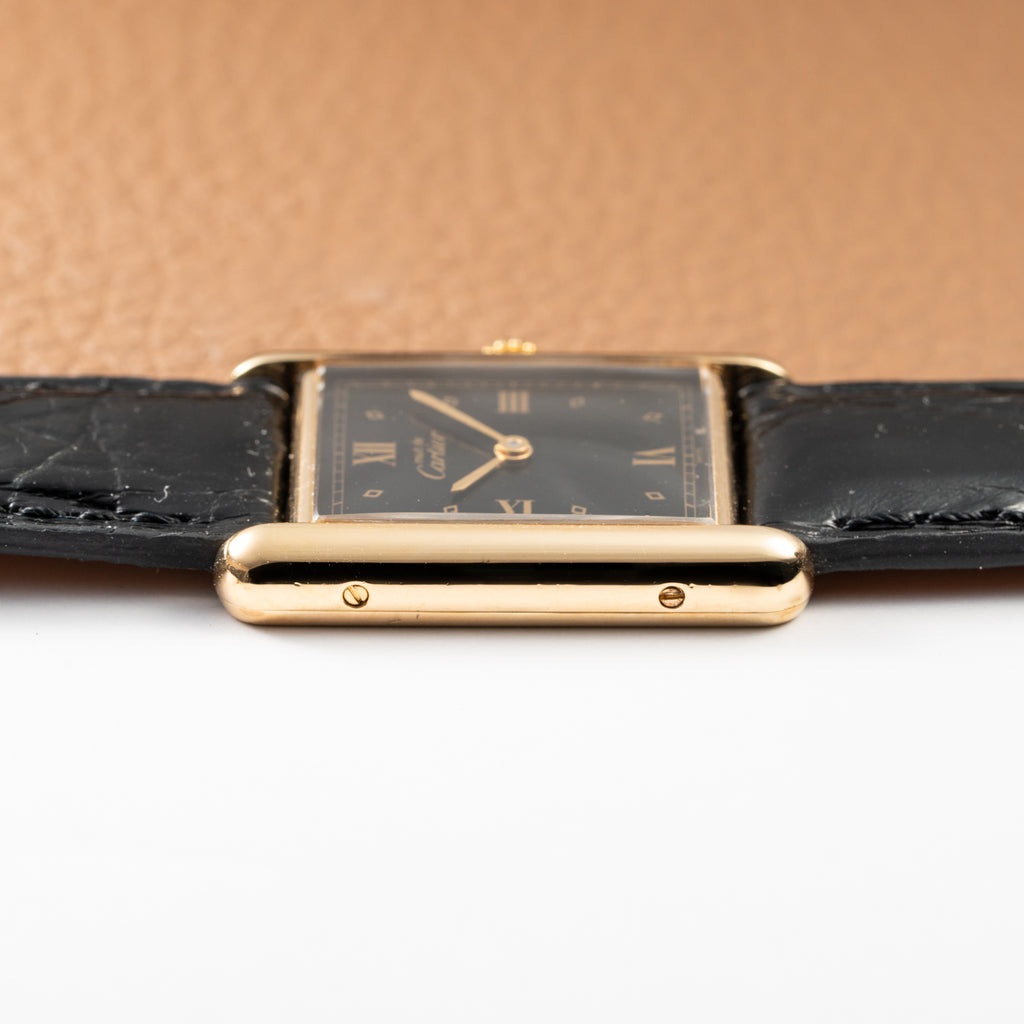 Cartier Must de Tank Vermeil Black Glossy Art Deco Dial 1990s Ref. 590005