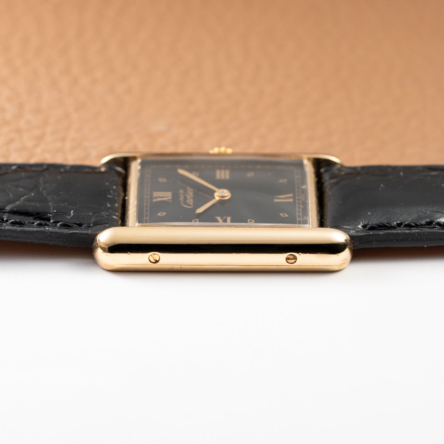 Cartier Must de Tank Vermeil Black Glossy Art Deco Dial 1990s Ref. 590005