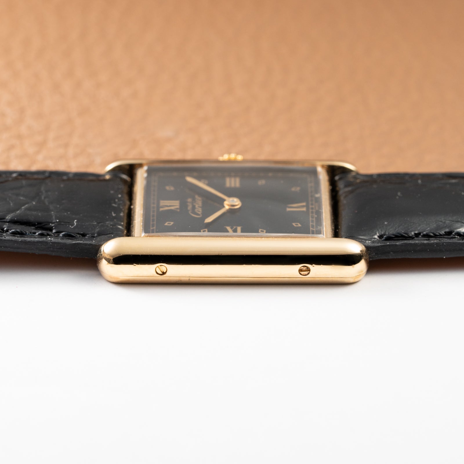 Cartier Must de Tank Vermeil Black Glossy Art Deco Dial 1990s Ref. 590005