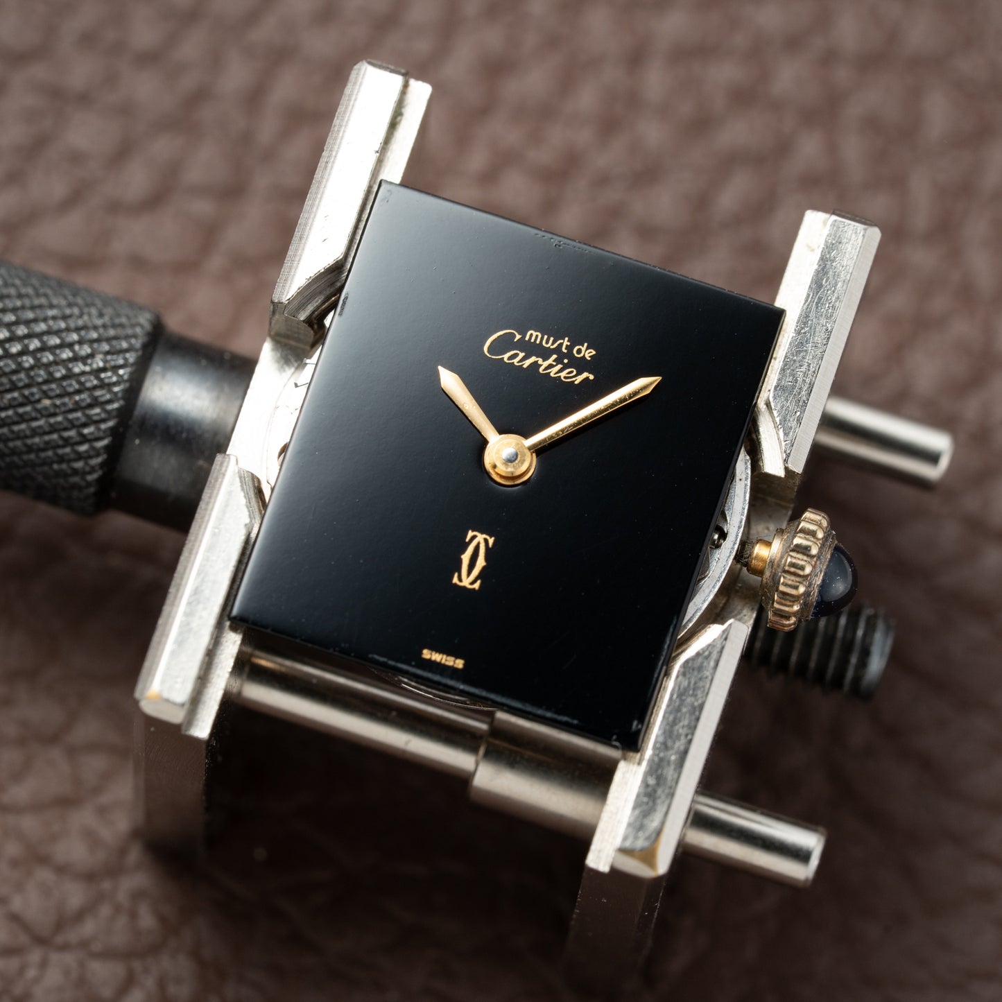 Cartier Tank Must de Vermeil Black Dial PM 1980s