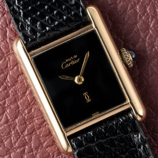 Cartier Tank Must de Vermeil Black Dial PM 1980s