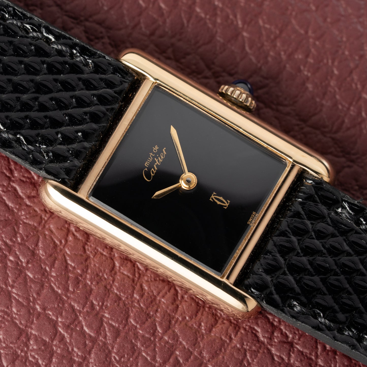 Cartier Tank Must de Vermeil Black Dial PM 1980s