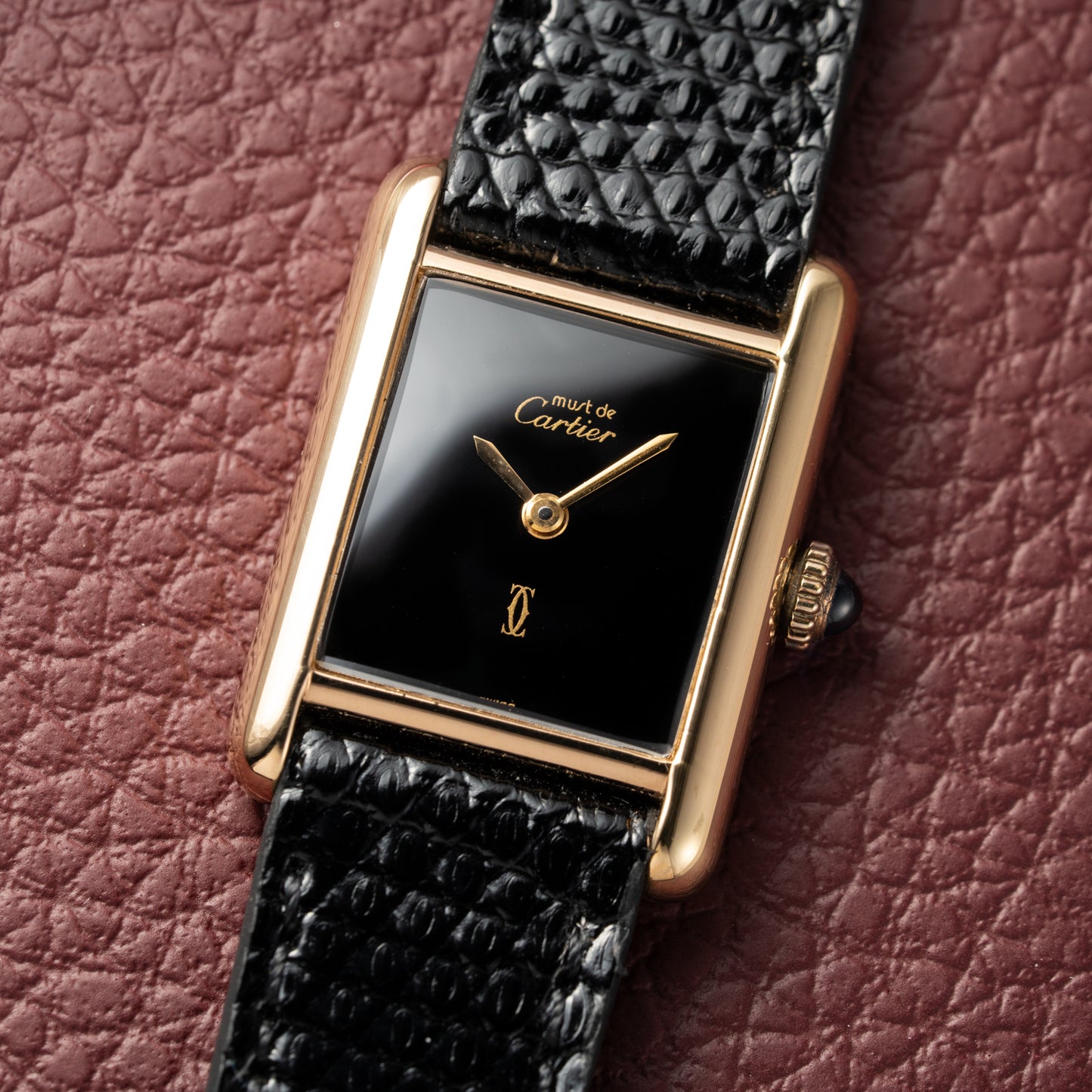 Cartier Tank Must de Vermeil Black Dial PM 1980s
