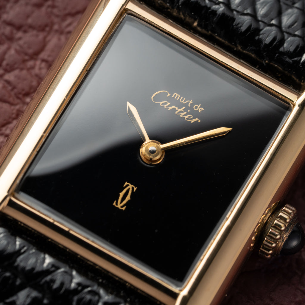 Cartier Tank Must de Vermeil Black Dial PM 1980s
