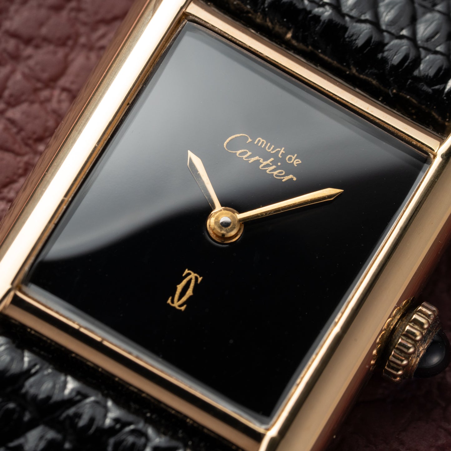 Cartier Tank Must de Vermeil Black Dial PM 1980s