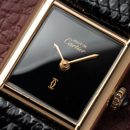 Cartier Tank Must de Vermeil Black Dial PM 1980s