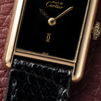 Cartier Tank Must de Vermeil Black Dial PM 1980s