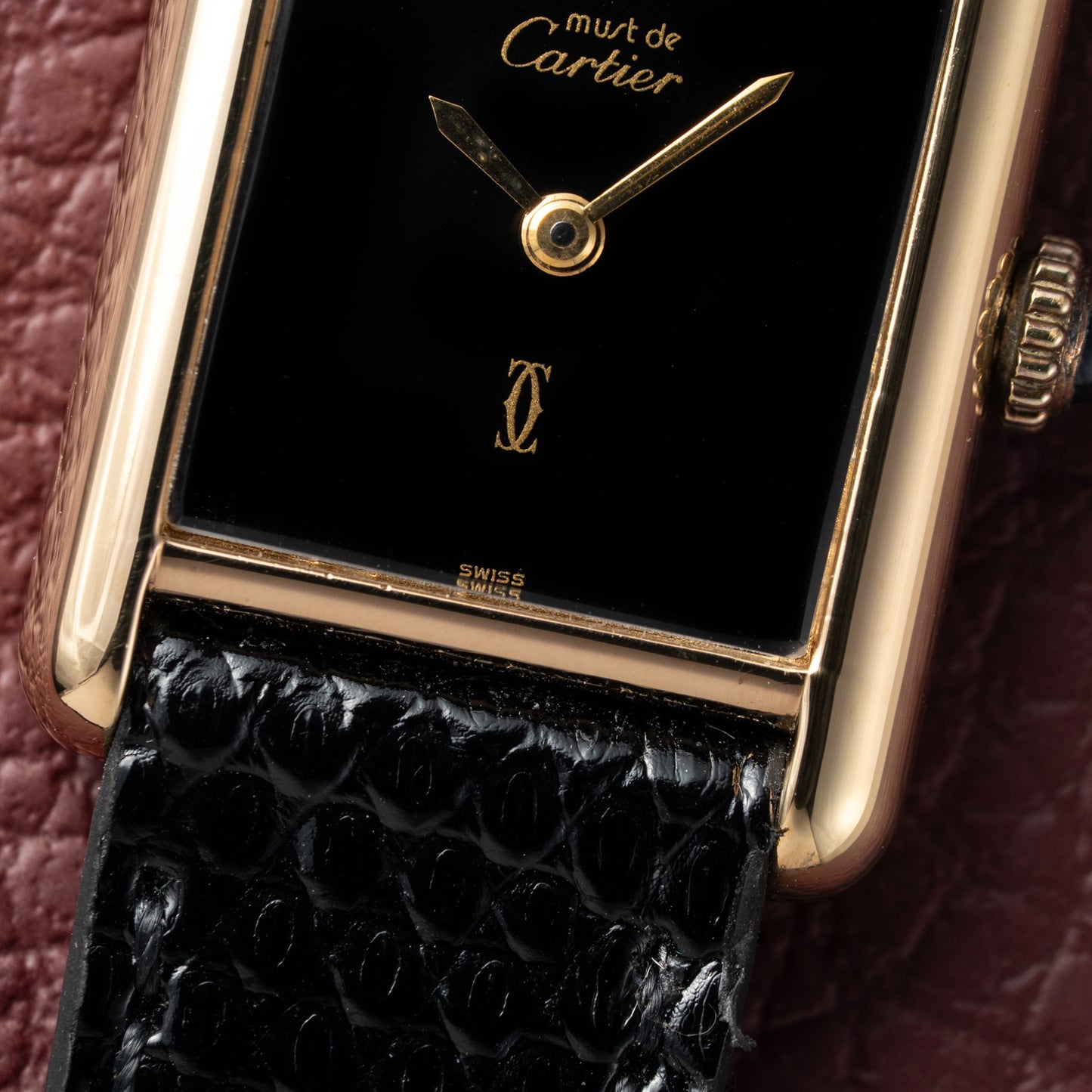 Cartier Tank Must de Vermeil Black Dial PM 1980s