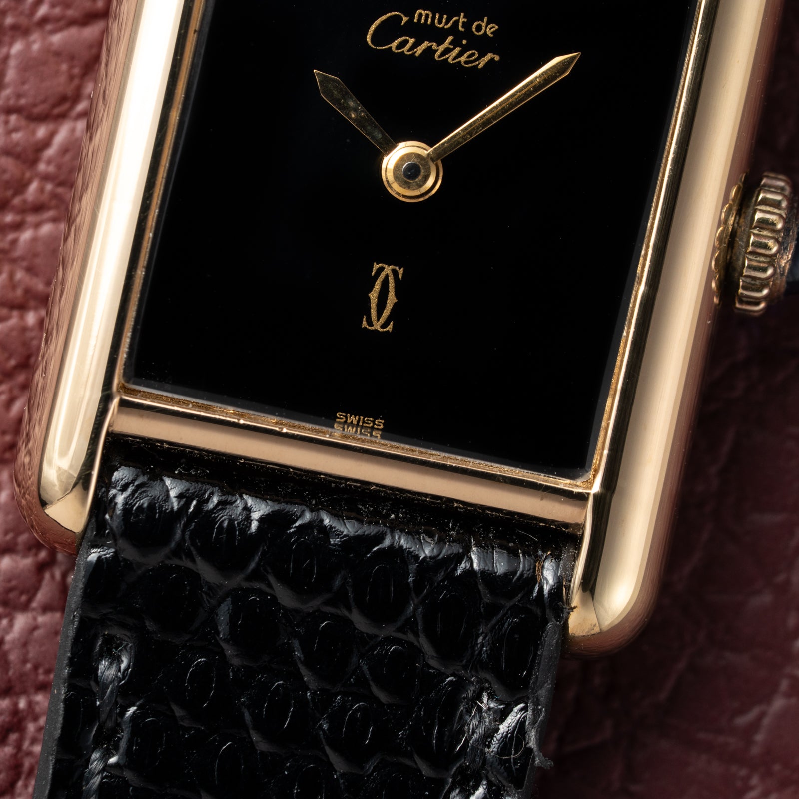Cartier Tank Must de Vermeil Black Dial PM 1980s