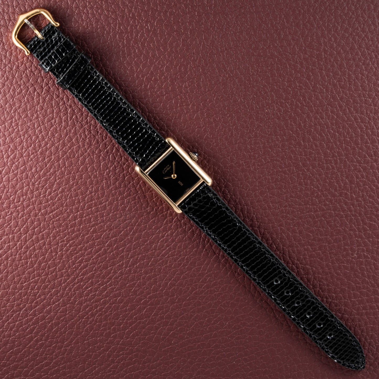 Cartier Tank Must de Vermeil Black Dial PM 1980s