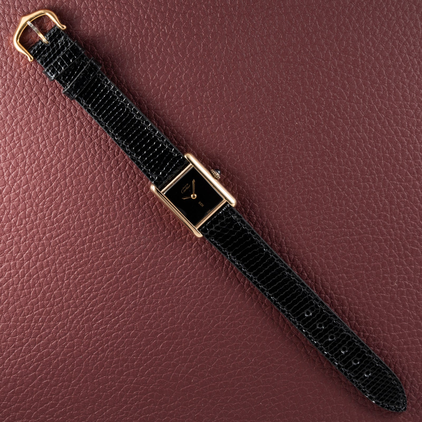 Cartier Tank Must de Vermeil Black Dial PM 1980s