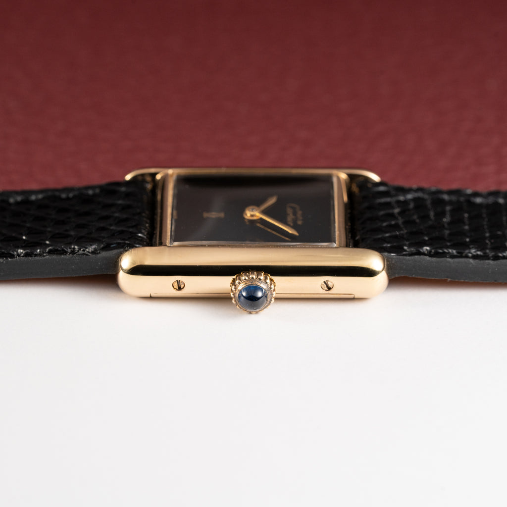 Cartier Tank Must de Vermeil Black Dial PM 1980s