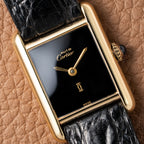 Cartier Tank Must de Vermeil Black Dial PM 1980s Model