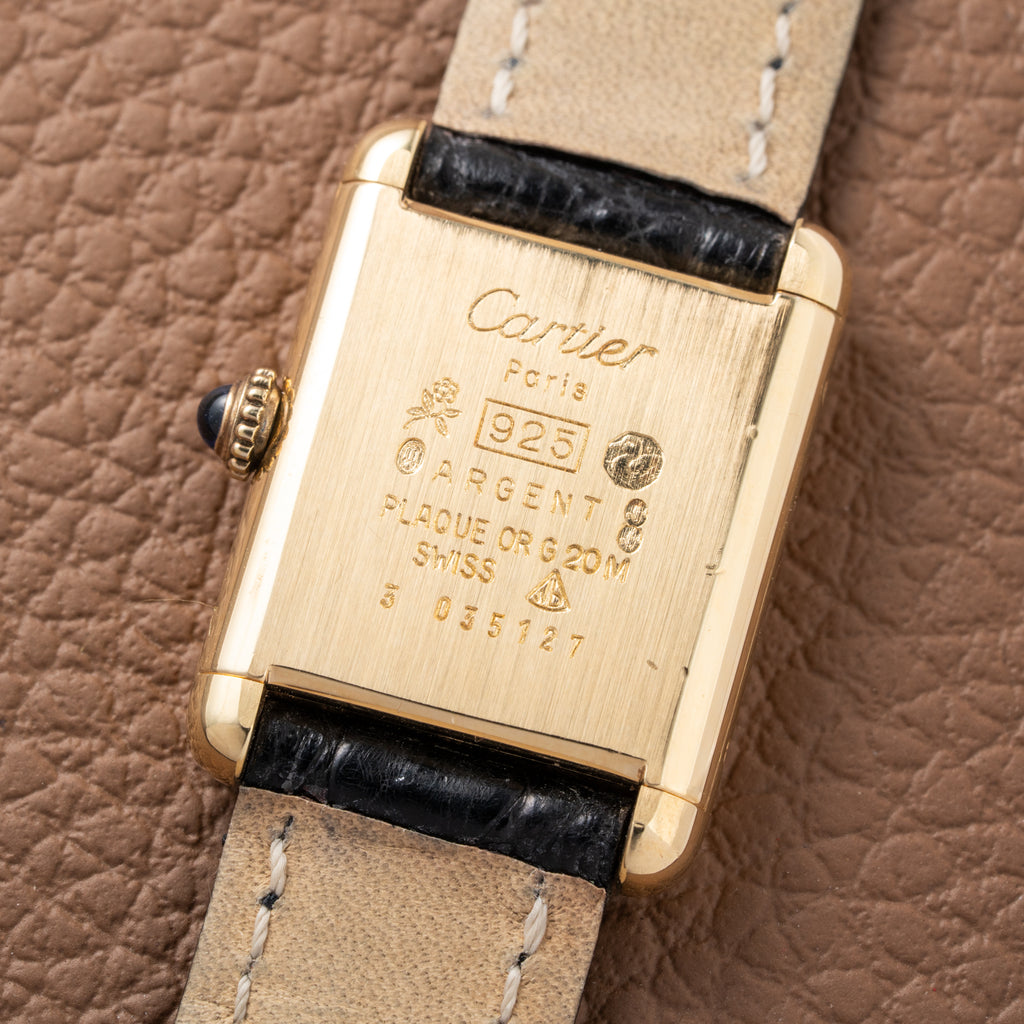 Cartier Tank Must de Vermeil Black Dial PM 1980s Model