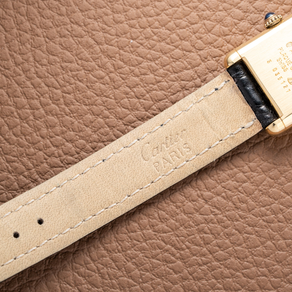 Cartier Tank Must de Vermeil Black Dial PM 1980s Model