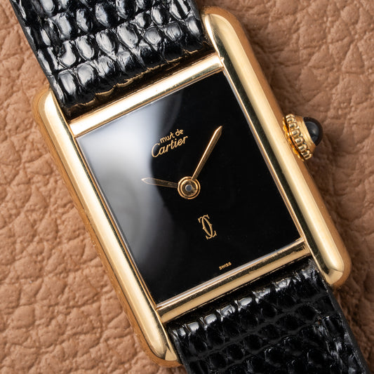 Cartier Tank Must de Vermeil Black Dial PM 1980s