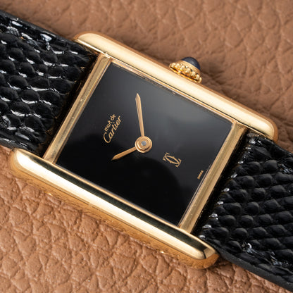 Cartier Tank Must de Vermeil Black Dial PM 1980s