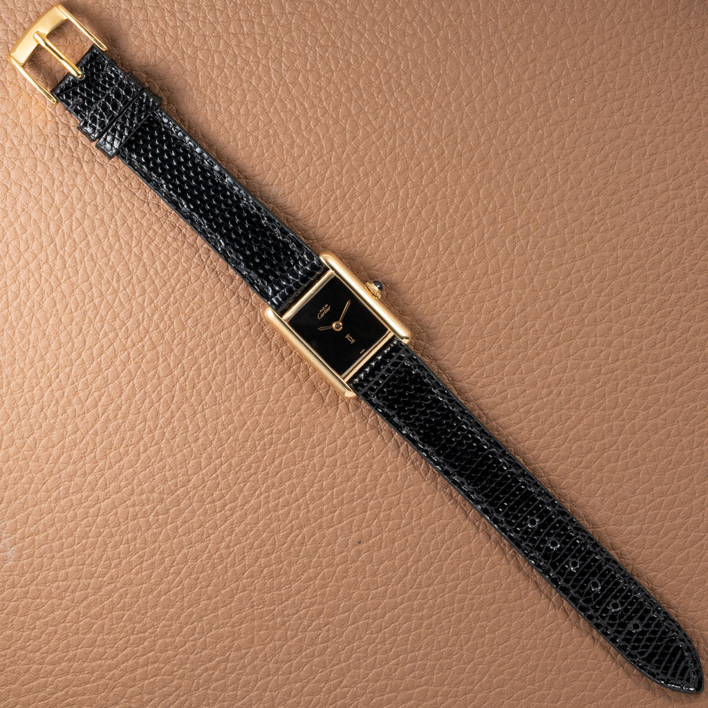 Cartier Tank Must de Vermeil Black Dial PM 1980s