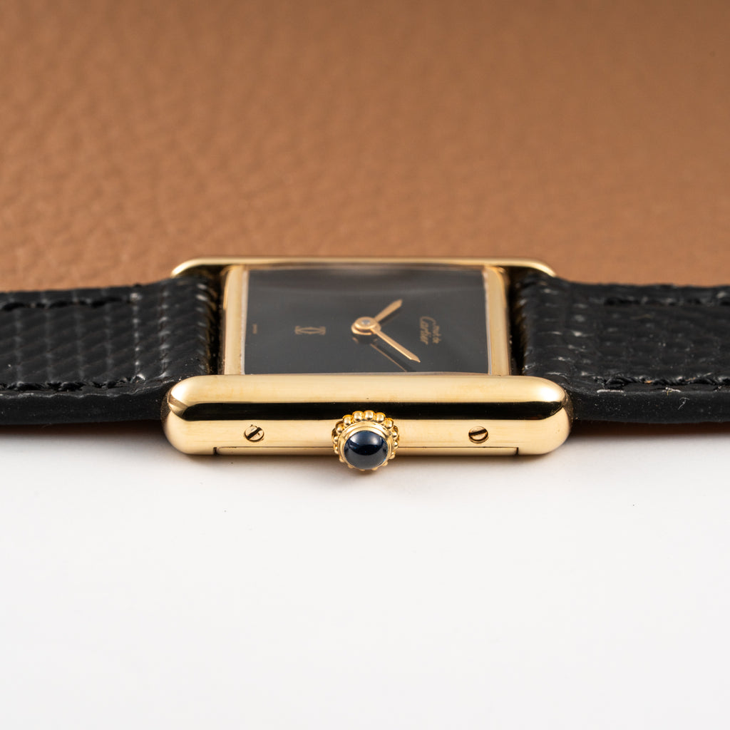 Cartier Tank Must de Vermeil Black Dial PM 1980s