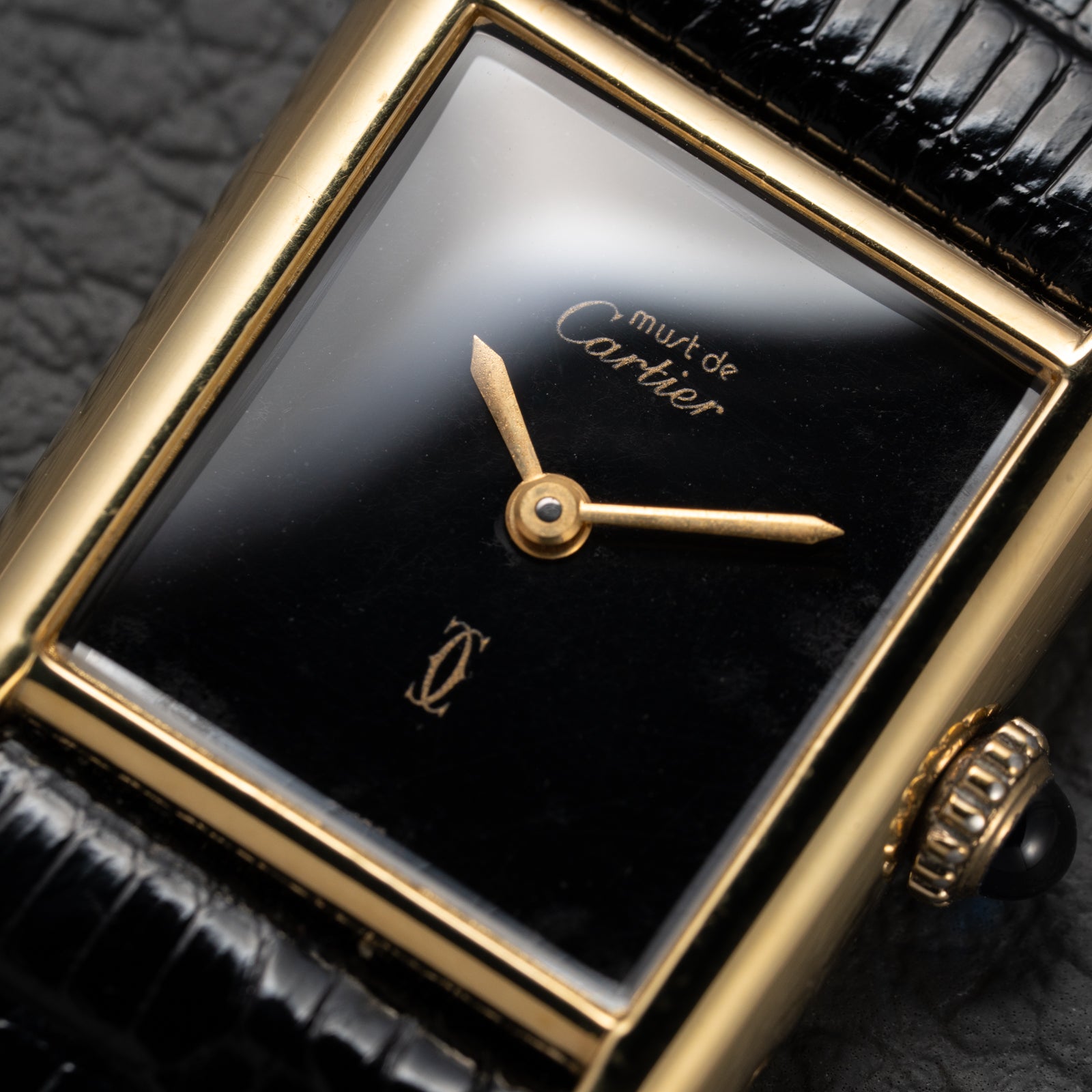 Cartier Tank Must de Vermeil Black Dial PM Full Set from 1987