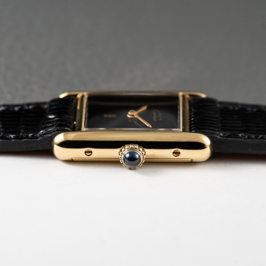 Cartier Tank Must de Vermeil Black Dial PM Full Set from 1987
