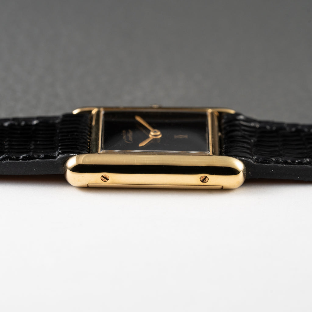 Cartier Tank Must de Vermeil Black Dial PM Full Set from 1987