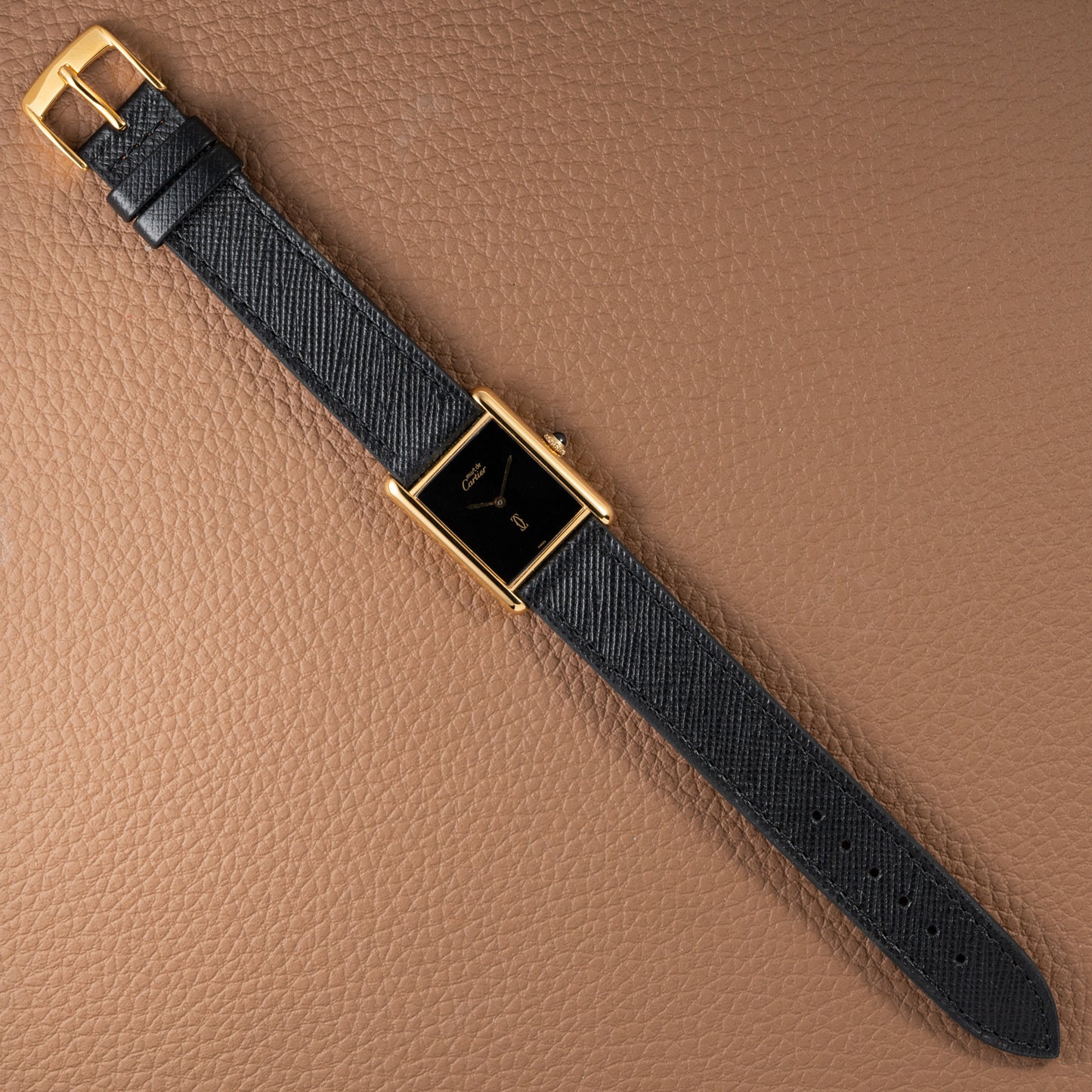 Cartier Tank Must de Vermeil Black 'Onyx' Dial GM Full Set from 1989 with Provenance!