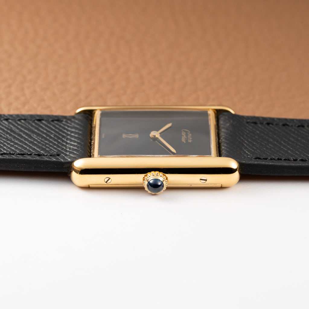 Cartier Tank Must de Vermeil Black 'Onyx' Dial GM Full Set from 1989 with Provenance!