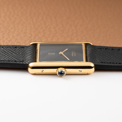 Cartier Tank Must de Vermeil Black 'Onyx' Dial GM Full Set from 1989 with Provenance!