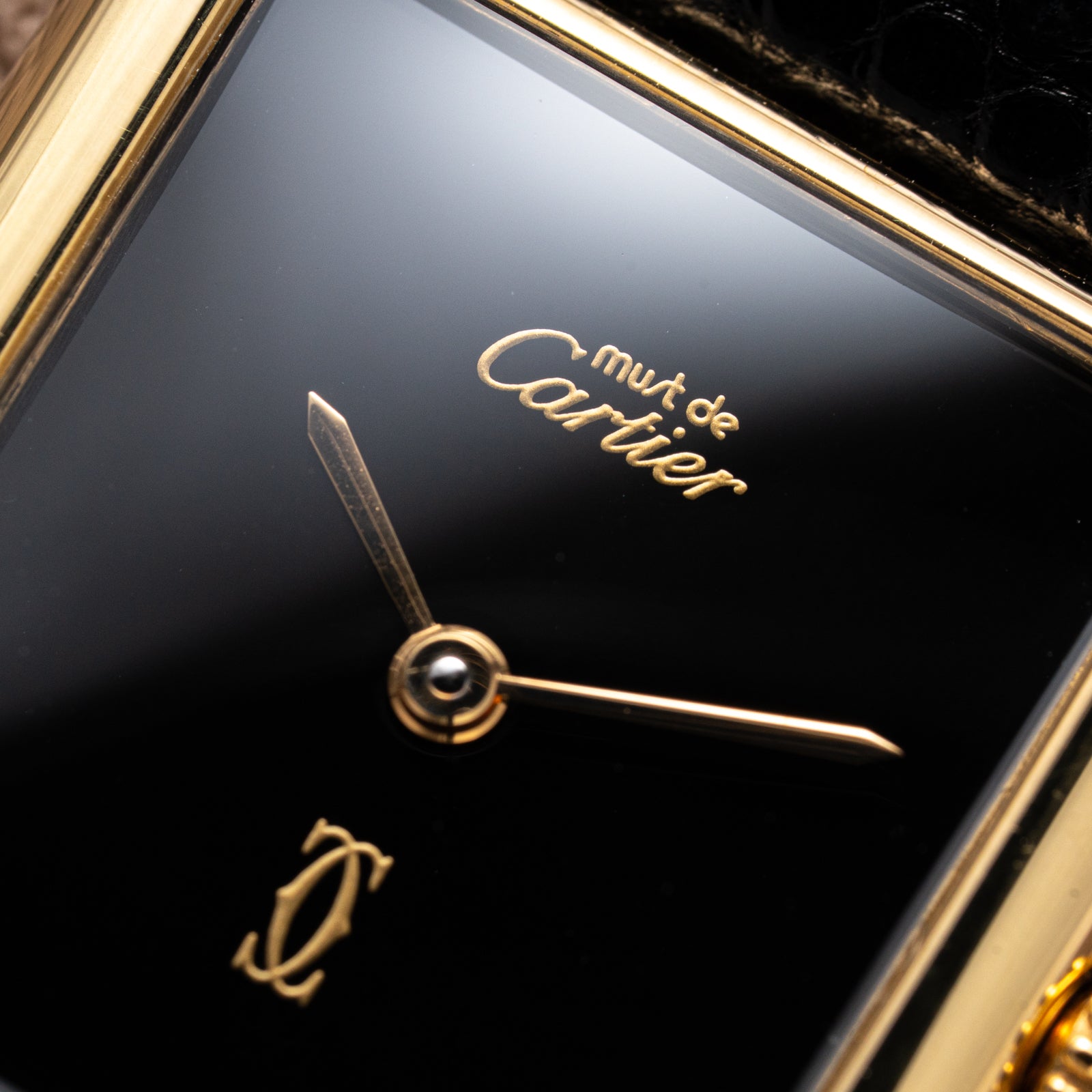 Cartier Tank Must de Vermeil Black Onyx Dial GM Ref 681006 1990s
