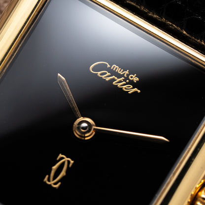 Cartier Tank Must de Vermeil Black Onyx Dial GM Ref 681006 1990s