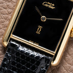 Cartier Tank Must de Vermeil Black Onyx Dial GM Ref 681006 1990s