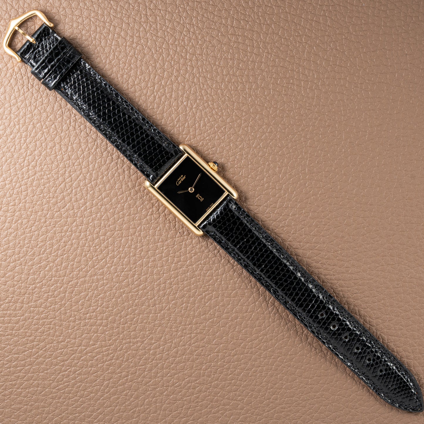 Cartier Tank Must de Vermeil Black Onyx Dial GM Ref 681006 1990s