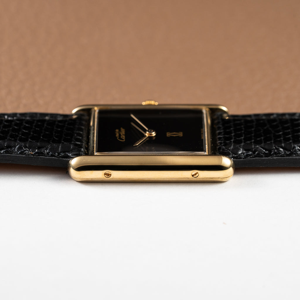 Cartier Tank Must de Vermeil Black Onyx Dial GM Ref 681006 1990s