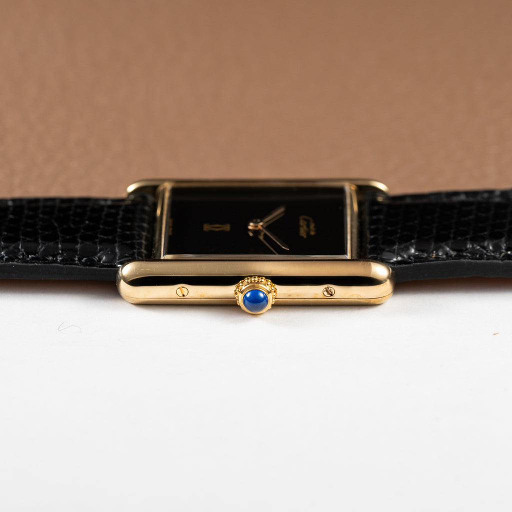 Cartier Tank Must de Vermeil Black Onyx Dial GM Ref 681006 1990s