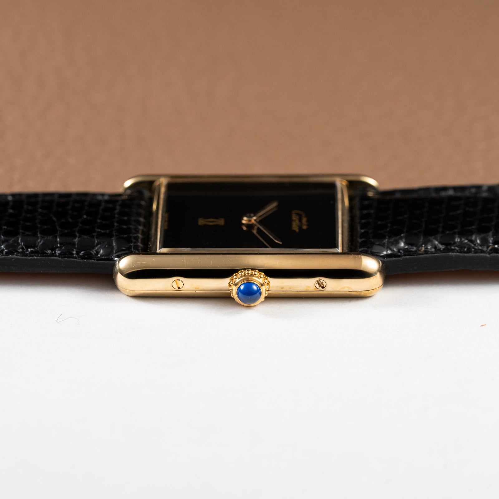 Cartier Tank Must de Vermeil Black Onyx Dial GM Ref 681006 1990s