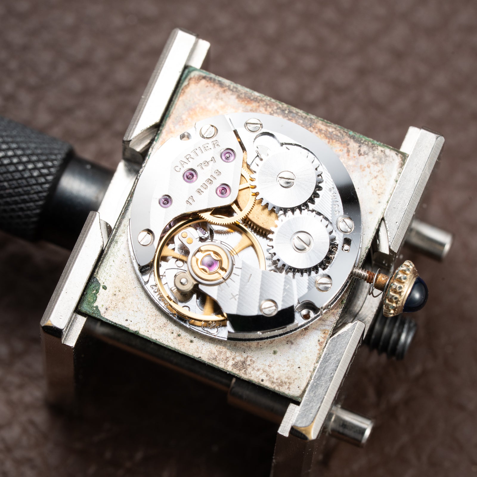 Cartier Tank Must de Black 'Onyx' Dial Vermeil GM from 1990s