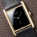 Cartier Tank Must de Black 'Onyx' Dial Vermeil GM from 1990s