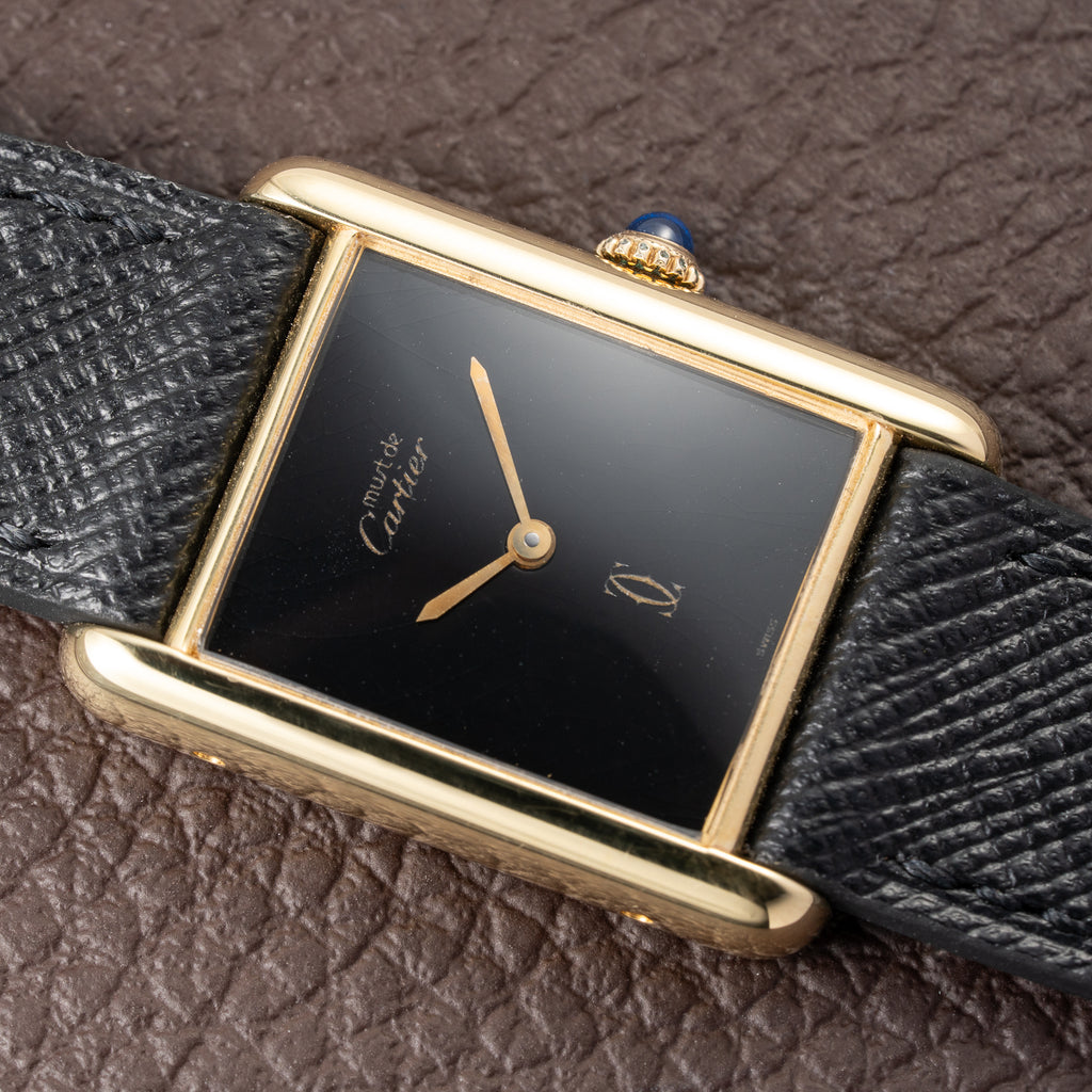 Cartier Tank Must de Black 'Onyx' Dial Vermeil GM from 1990s