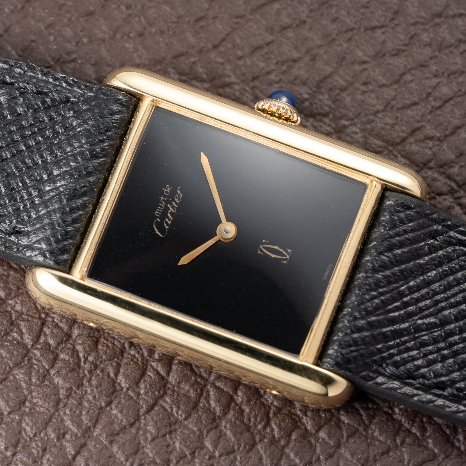 Cartier Tank Must de Black 'Onyx' Dial Vermeil GM from 1990s