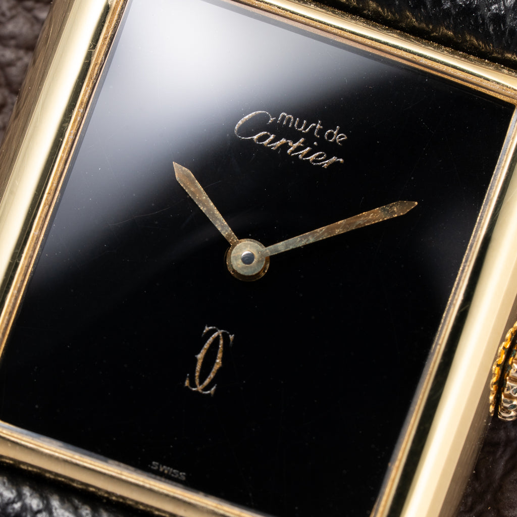 Cartier Tank Must de Black 'Onyx' Dial Vermeil GM from 1990s