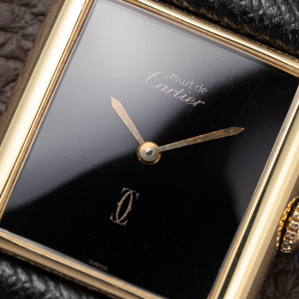 Cartier Tank Must de Black 'Onyx' Dial Vermeil GM from 1990s