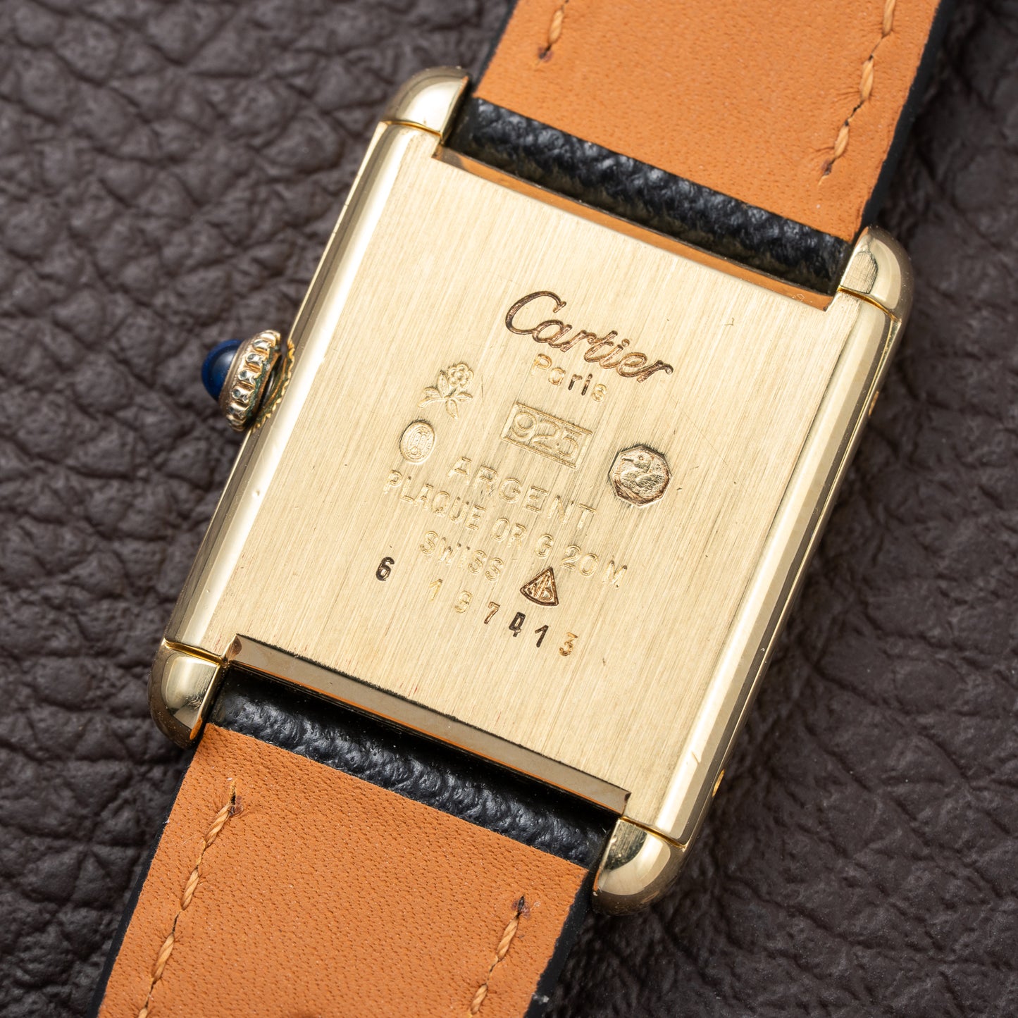 Cartier Tank Must de Black 'Onyx' Dial Vermeil GM from 1990s