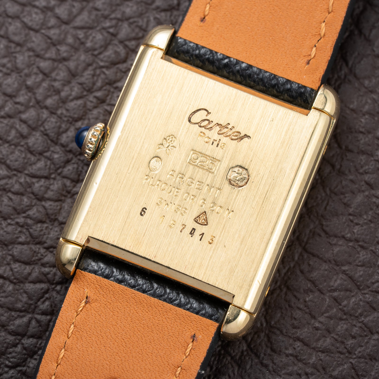 Cartier Tank Must de Black 'Onyx' Dial Vermeil GM from 1990s